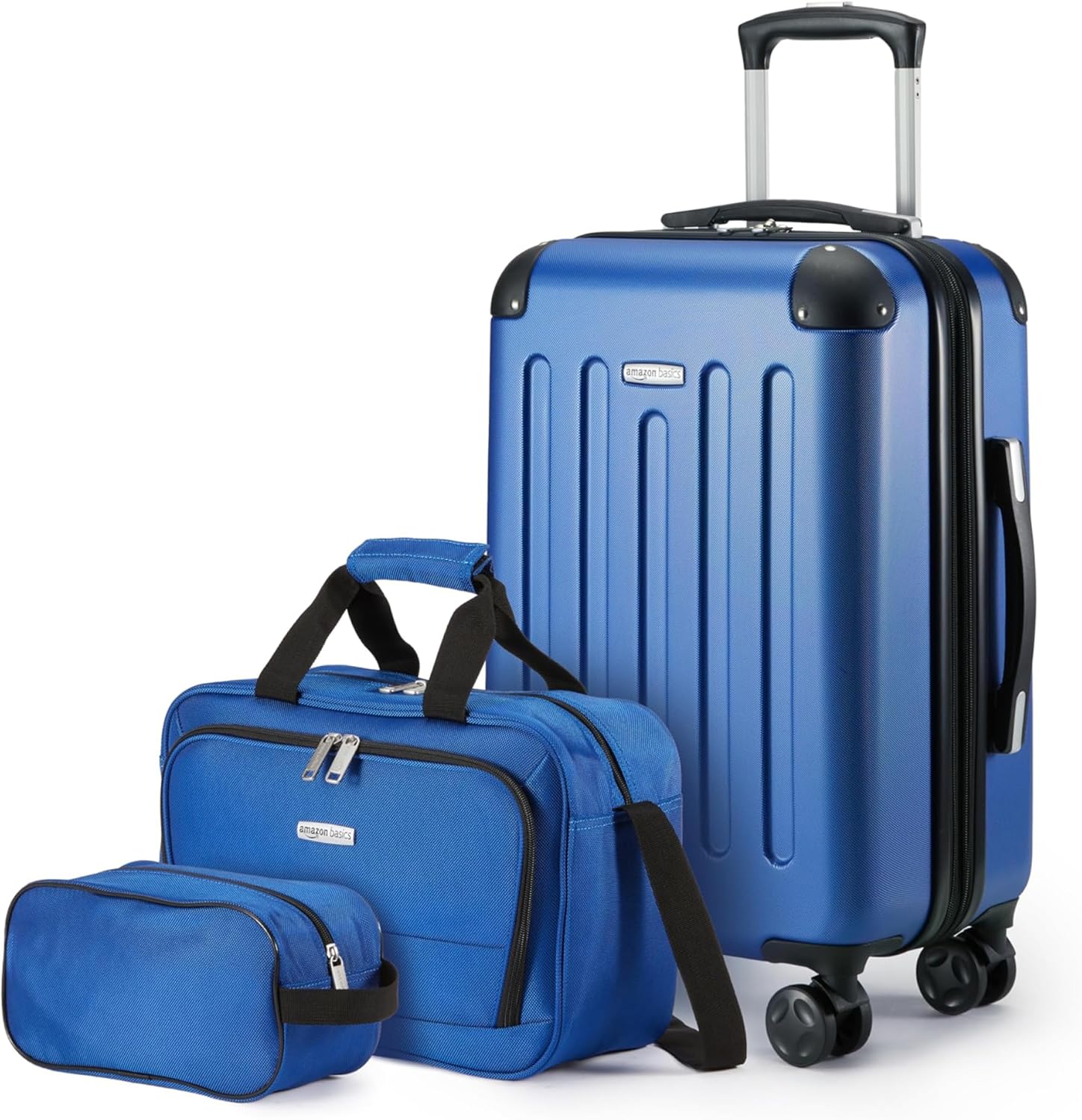 3-Piece Luggage Set, Including Carry-On Luggage (22" Expandable Hardside Suitcase With 8 Spinner Wheels), 15" Tote Bag, and 10" Compact Travel Bag, Navy Blue