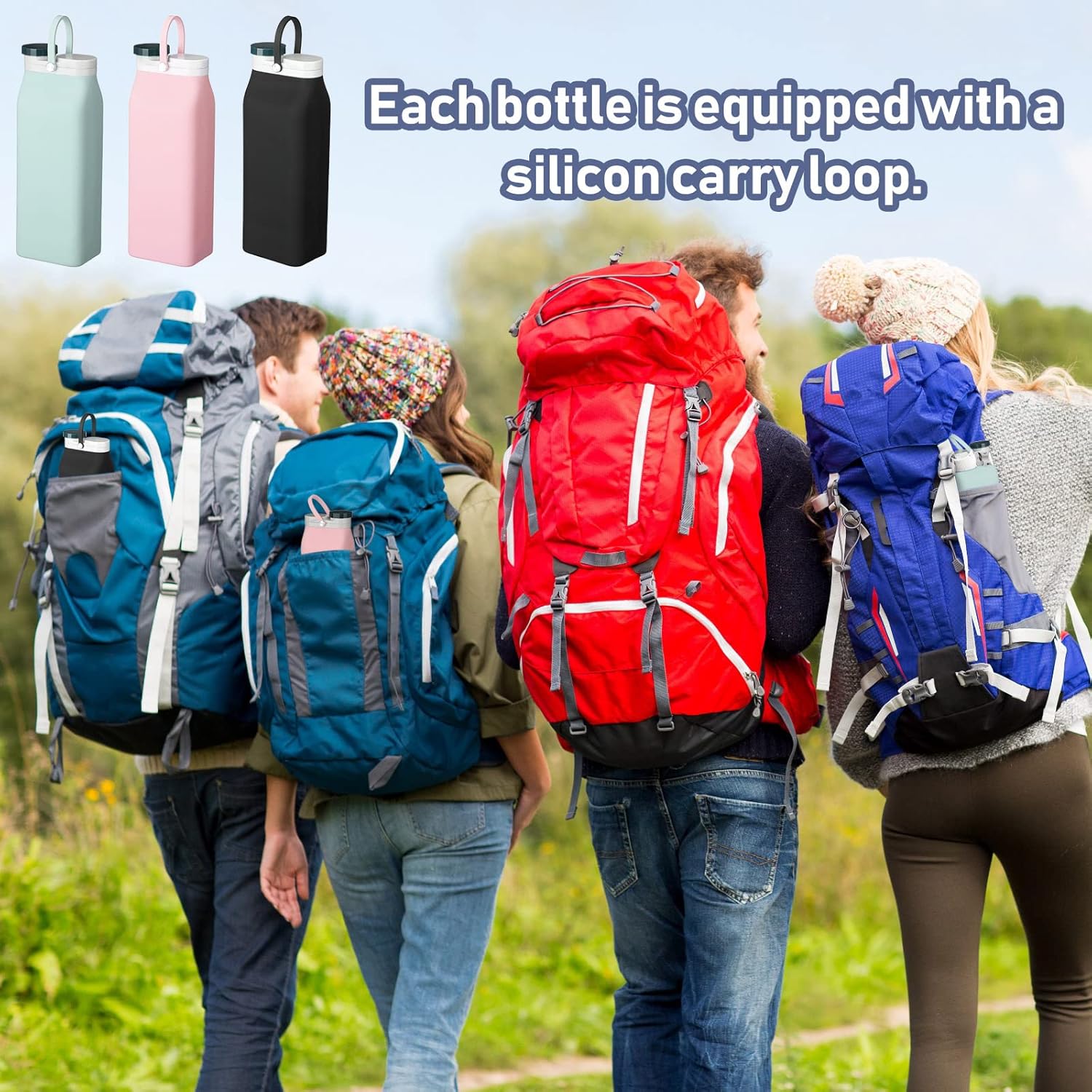 Ctosree 3 Pcs Collapsible Water Bottles 20 oz Foldable Portable Silicone Water Bottle Leak Proof Travel Bottle Lightweight Folding Cup for Sports Traveling Hiking - Image 6