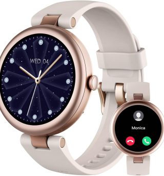 Fitness Tracker, Round Fitness Watches for Women with Bluetooth Call Heart Rate Monitor Sleep Tracker Calorie/Step Counter, Birthday Gift for Women Lady Mom Waterproof Starlight