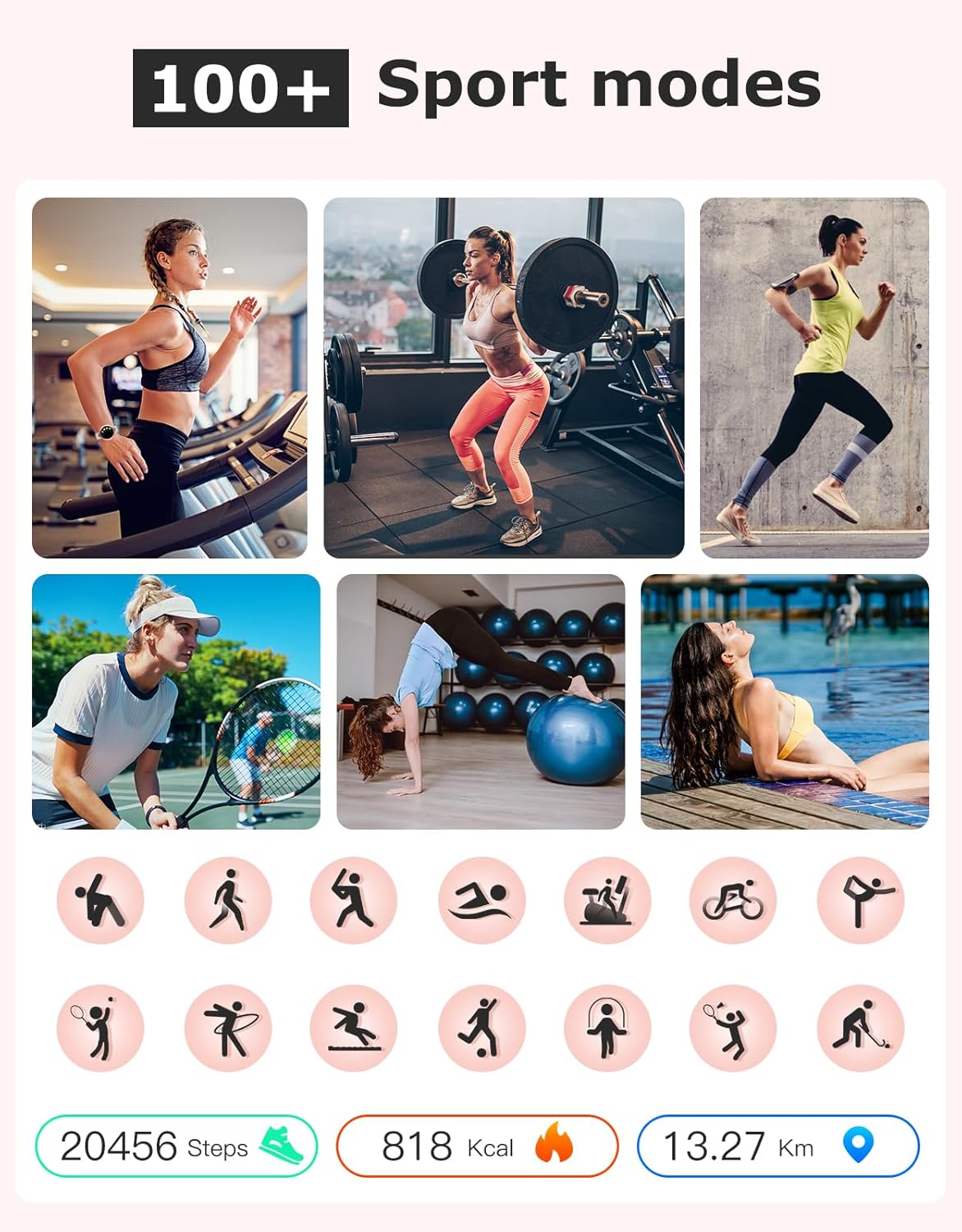 Fitness Tracker, Round Fitness Watches for Women with Bluetooth Call Heart Rate Monitor Sleep Tracker Calorie/Step Counter, Birthday Gift for Women Lady Mom Waterproof Starlight - Image 4
