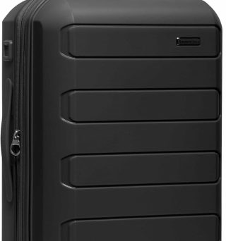 Pagosa Indestructible Hardshell Expandable Spinner Luggage, Black, 22" Carry-on
