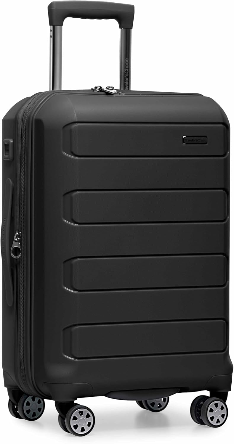 Pagosa Indestructible Hardshell Expandable Spinner Luggage, Black, 22" Carry-on