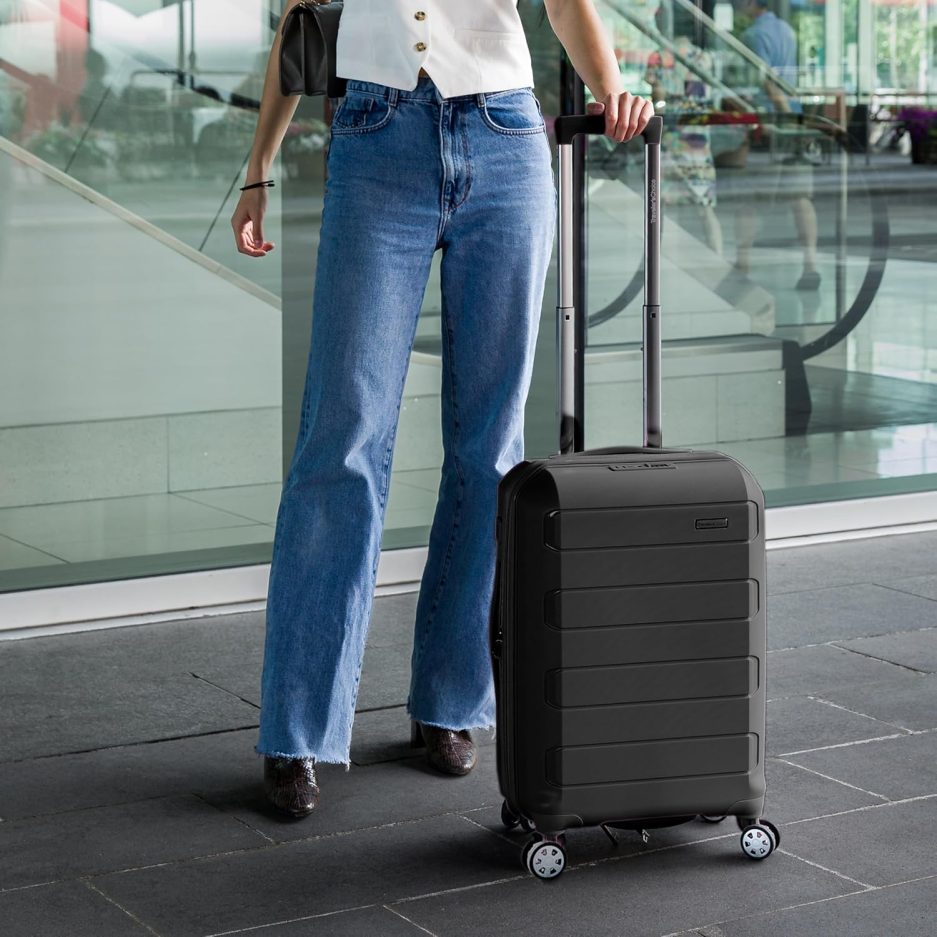 Pagosa Indestructible Hardshell Expandable Spinner Luggage, Black, 22" Carry-on - Image 3