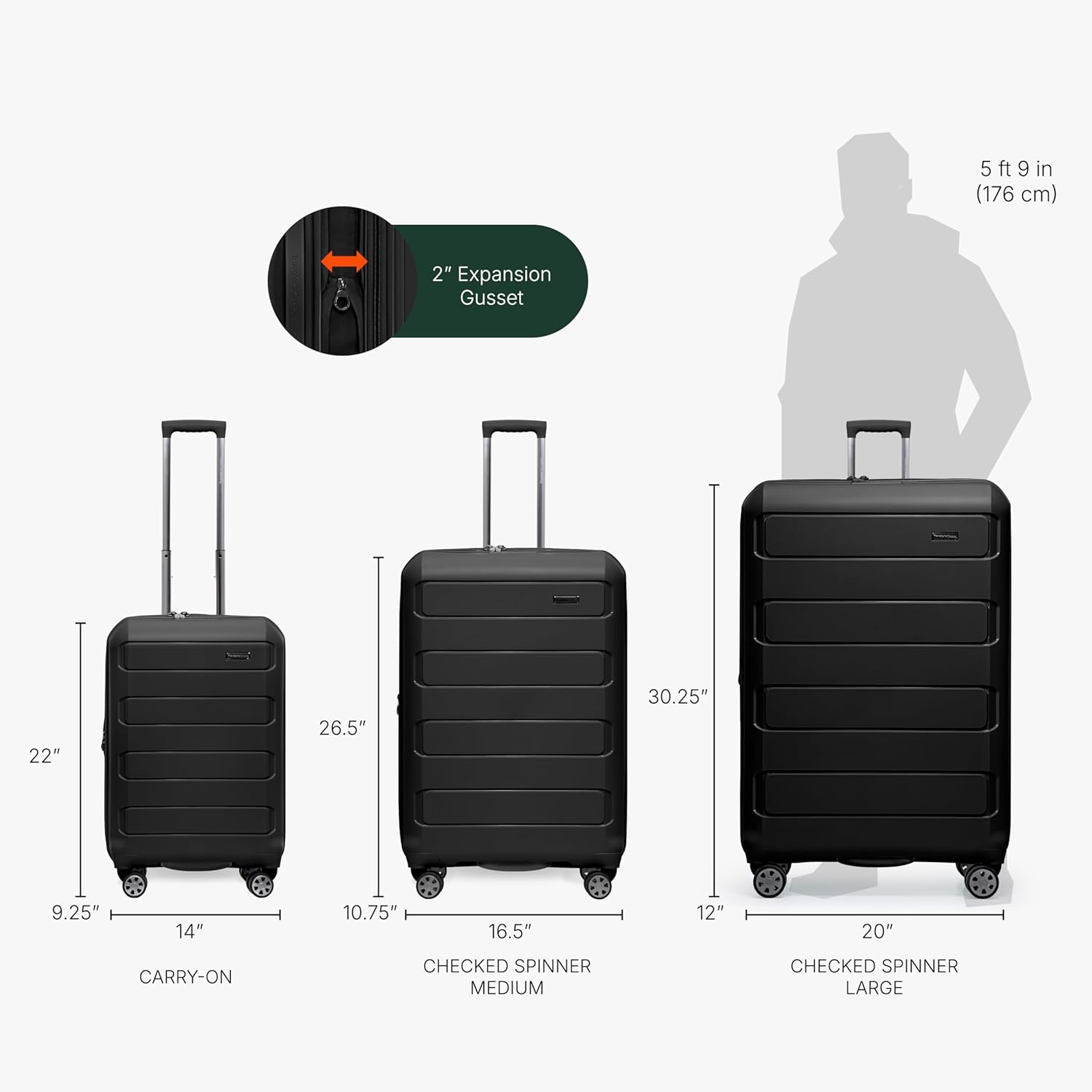 Pagosa Indestructible Hardshell Expandable Spinner Luggage, Black, 22" Carry-on - Image 6