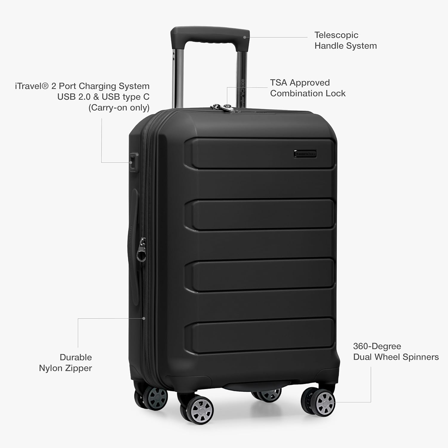 Pagosa Indestructible Hardshell Expandable Spinner Luggage, Black, 22" Carry-on - Image 7