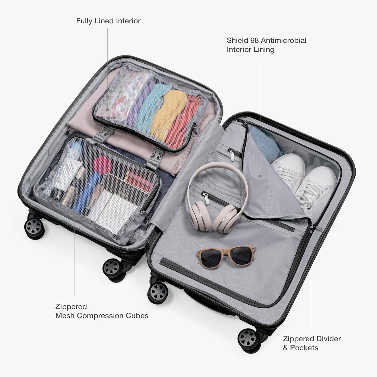 Pagosa Indestructible Hardshell Expandable Spinner Luggage, Black, 22" Carry-on - Image 8